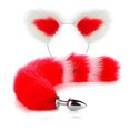 thumbnail image 1 of sm fun fox tail anal plug metal backyard plug suministros para adultos juguete artificial tail suit play silver little red tail white 2 bars + red ear white tip XianweiShao 1327537317852, 1 of 1