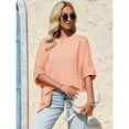 thumbnail image 3 of Women Summer Oversized T Shirt Batwing Sleeve Short Sleeve Asymmetric Hem Top Loose Waist T Shirt, 3 of 4