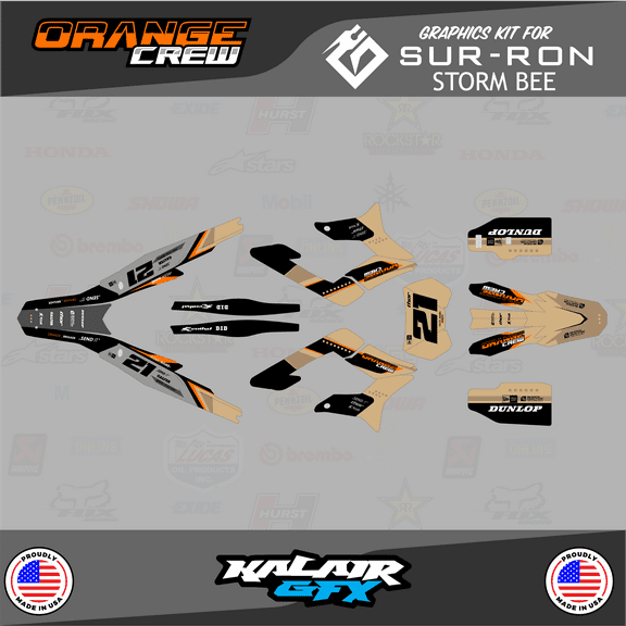 Kalair GFX Graphics Kit for Surron STORM BEE (All Years) Orangecrew Series