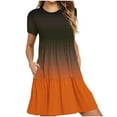 thumbnail image 2 of Sakmal Dresses for Women 2024 Casual Spring Loose Fit Gradient with Pocket Basic Comfort Fit Orange Short Sleeve Long Sundress, 2 of 5