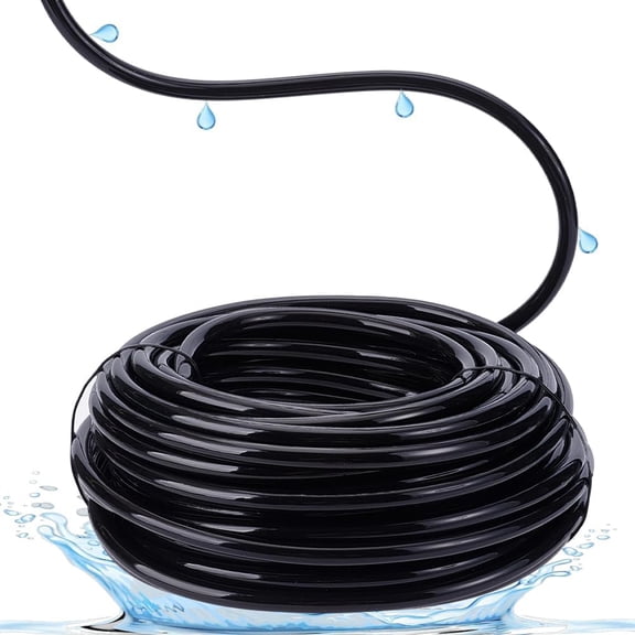 1/4 Inch Drip Irrigation Tubing 49FT Blank Distribution Tubing Drip Hose Roll Black PVC Flexible Tube for Irrigation Setup Garden Black