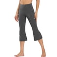 thumbnail image 2 of Women's Yoga Capri Pants Flared Leggings Wide Leg Cropped Pants Workout Summer Going Out Bottoms with Pockets Gray XL, 2 of 7