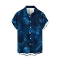 thumbnail image 2 of Aueoeo Men's Hawaiian Shirts Casual Button-Down Floral Short Sleeve Tropical Shirt Loose Summer Beach Shirts （Available In Big & Tall Size) 2X 3X 4X Dark Blue, 2 of 5