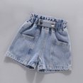 thumbnail image 7 of Girl's Casual Paperbag Waist Belted Denim Shorts with Pockets, 7 of 7