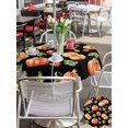 thumbnail image 4 of Outdoor Tablecloth with Umbrella Hole and Zipper, Fall Pumpkins Retro Round Table Cloth 54 Inch Waterproof Tablecloth, Thanksgiving Maple Leaves Rustic Black Picnic Table Cover for Patio Camping, 4 of 7