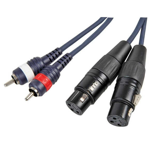RARAION - 2x 3 Pin XLR Female to 2x Phono (RCA) Male Adaptor Lead, 1.5m Black