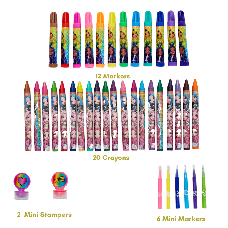 Safta Rainbow High Shine Trousse Double Pour Enfant - 21 X 6 X 8 Cm Multicolore - Idéale École Maternelle Et Primaire
