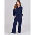 thumbnail image 2 of Women 2 Piece Outfits Sweatsuit Set 2023 Fall Oversized Half Zip Sweatshirt Wide Leg Sweatpant Lounge Set Tracksuit, 2 of 5