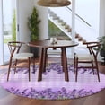 thumbnail image 4 of Round Area Rug 7 Ft, Purple Lavender Washable Non-Slip Circle Carpet for Living Room/Bedroom, Spring Watercolor Wildflowers Plant Plaid Low-Profile Large Runner Mat Collection Rugs for Indoor, 4 of 7