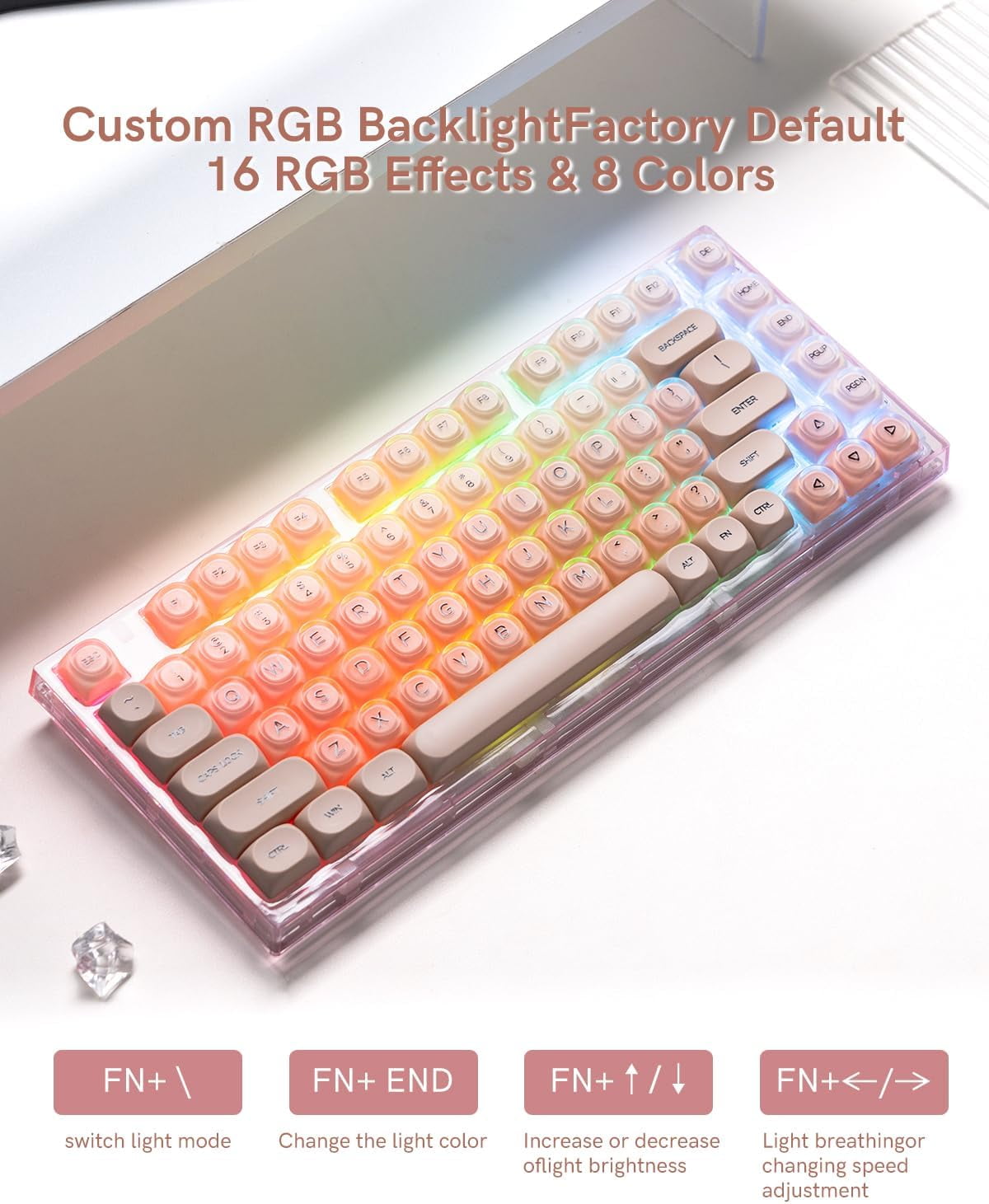 X75 75% Wireless Mechanical Keyboard, Hot Swappable Computer Creamy Keyboard, Foundation Jelly Keycaps, Pre-lubed Switches Gasket Mount RGB Backlit Gaming Keyboards for Win/Mac, Pink