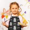 thumbnail image 2 of Colorful Text Games Black Pattern Kids Aprons for Girls and Boys,Adjustable Neck Strap Toddler Aprons for Kids Cooking Baking, 2 of 6