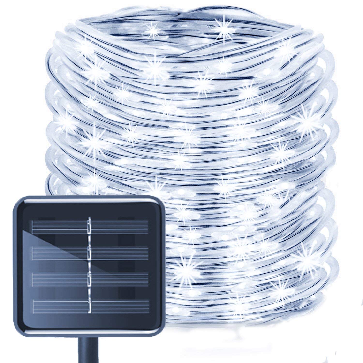 Solar Rope Lights,39ft/100LED Waterproof White Outdoor String Lights
