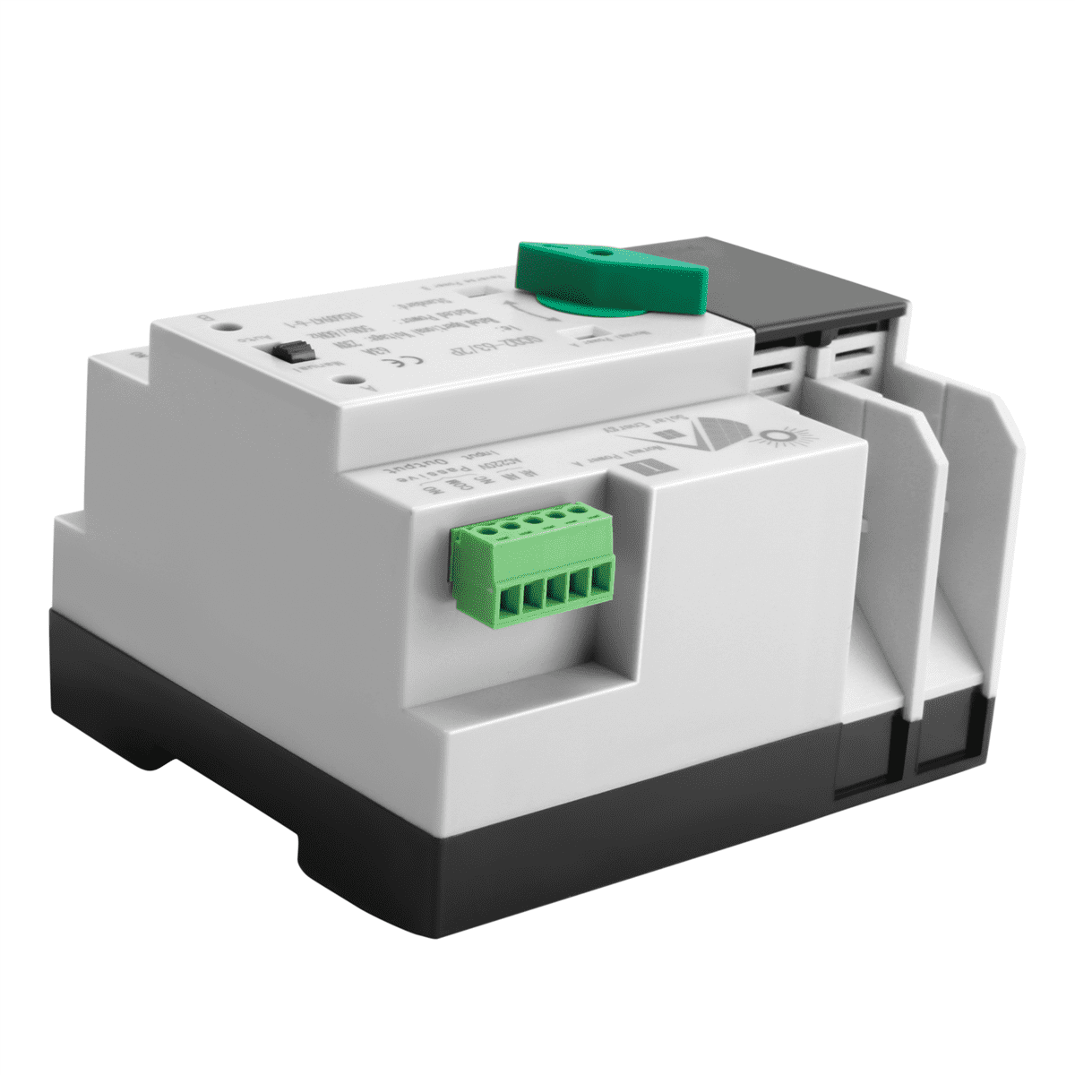 Photovoltaic Solar Power ATS Automatic Transfer Switch Din Rail 2P 63A AC220V ATS PV System Power to City Power,1 x Automatic Transfer Switch,White & Black