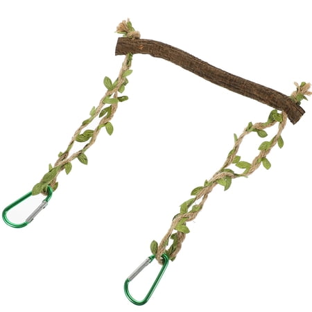 Natural Wooden Bird Swing for Parakeets Hanging Cage Accessory Stable Perch for Chewing and Resting Pet Birds Cage.