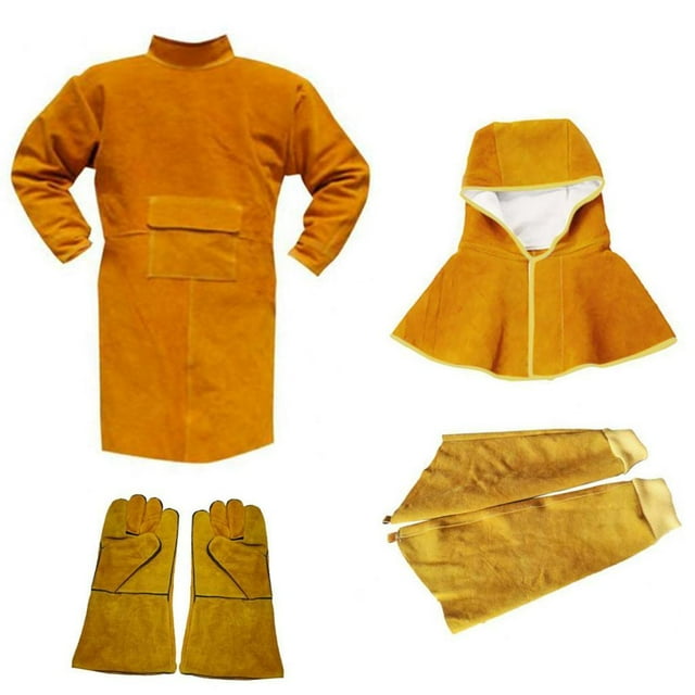 para proteger de soldadura de piel de vacuno de ropa protectora resistente Naranja shamjiam Abrigo de soldadura