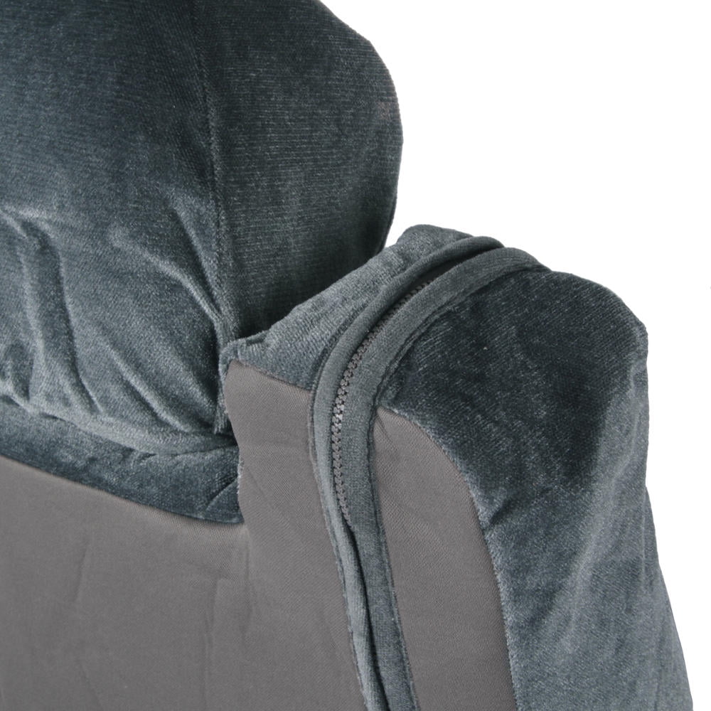 BDK TS-303-CC_AMAUG Velour Fabric Front Seat Cover for Trucks SUV Integrated Armrest TS (Charcoal), 1 Pack