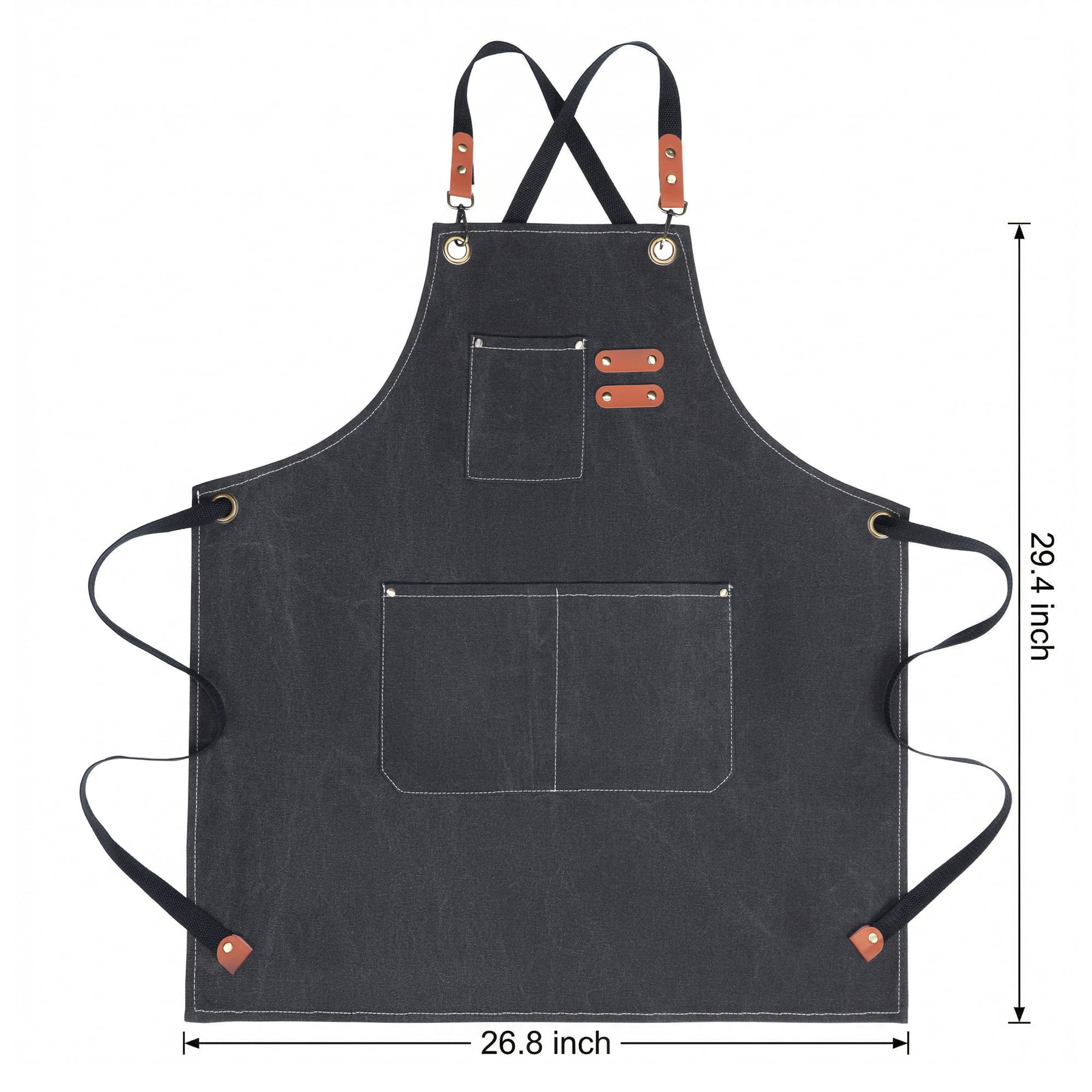 Unique Bargains Adjustable Long Waist Kitchen Apron with Pockets for People Black