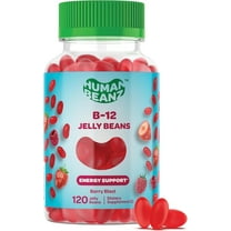 Human Beanz Vitamin B12 Jelly Beans 1000mcg Methylcobalamin, Energy Boost & Brain Support for Adults, Methylated B12 Supplement, Gluten-Free Non-GMO Kosher Halal, 120 Berry Gummies