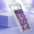 thumbnail image 3 of for Google Pixel 8 Luxury Glitter Case for Women Girls, Sparkle Flowing Clear Quicksand Soft TPU Liquid Case Cover with Bling Diamond Ring for Pixel 8 -Purple, 3 of 14