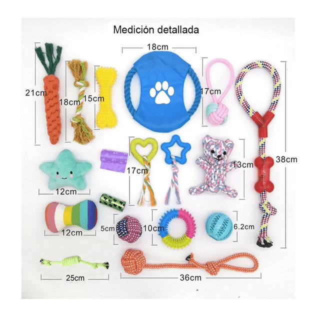 Kit De 18 Piezas Juguete De Cuerda Para Perro Lab.G, Multicolor