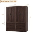 thumbnail image 3 of Homieasy Double Armoire Wardrobe Closet Set - 71" Tall 2-in-1 Storage Cabinets with 6 Drawers, 2 Hanging Rods, 20" Extra Depth, Soft-Close Hinges & Metal Handles,Walnut, 3 of 8