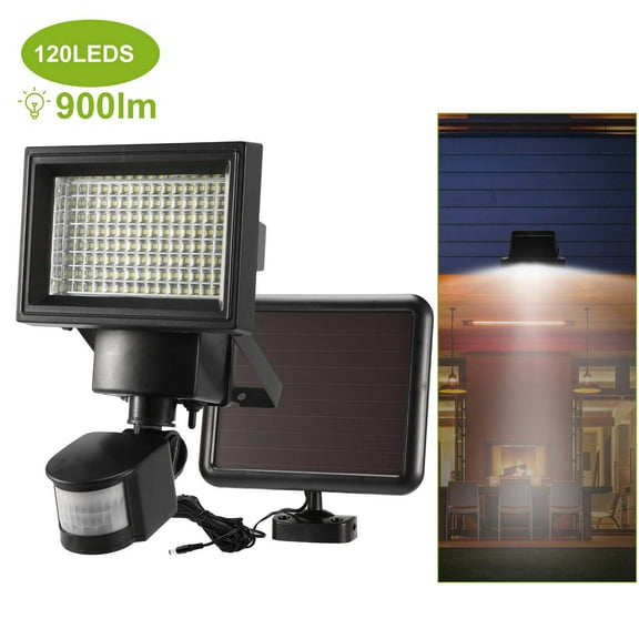Solar Motion Sensor Outdoor Lights, LED Security Flood Light Adjustable Wall Lamp for Outside Garage Yard