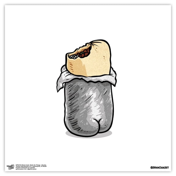 Gallery Pops Brian Cook: Butts On Things - Burrito Wall Art, Unframed Version, 12" x 12"