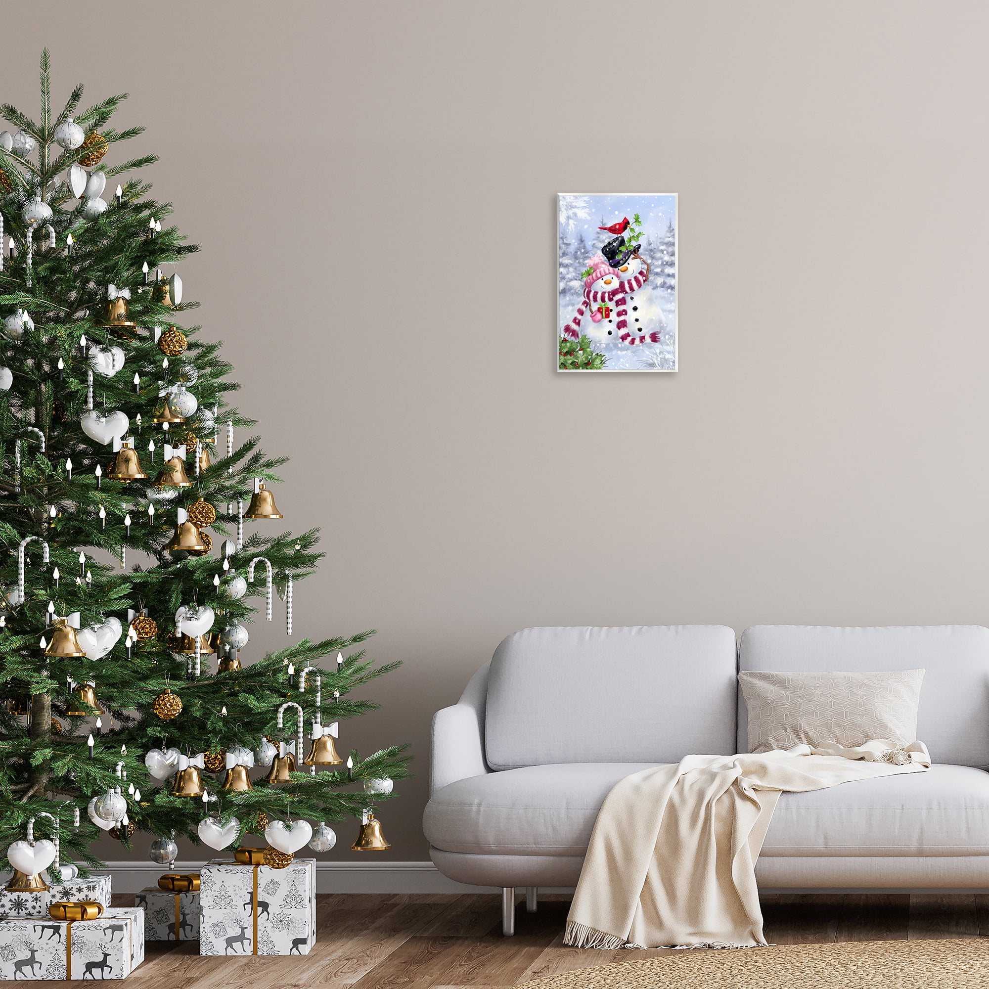 Stupell Industries Happy Snowman & Cardinal Holiday Painting Unframed Art Prints Wall Art, 13 x 19