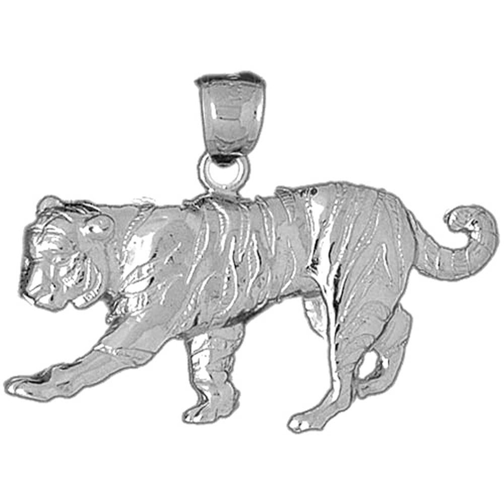 18K White Gold Tiger Pendant 29 mm