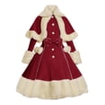 thumbnail image 1 of WTXUE Plus Robes Taille, Cape à Manches Longues Ensemble Jupe Deux Pièces Col Ras du Cou, Robe d'Hiver pour Femmes Robe de Soirée Robe Gothique Nœud Robe Unie Manches Cape Vestidos Mi-Longues Grande Taille pour Femmes, Rouge Taille P, 1 of 5