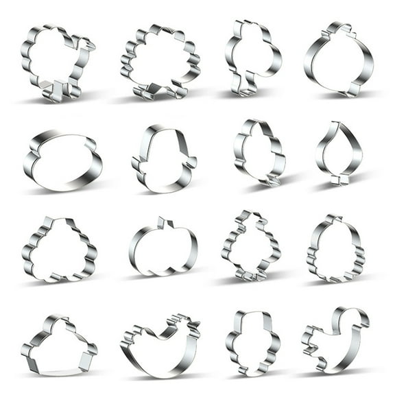 16pcs Thanksgiving Series Cookie Cutters Set Stainless Steel Biscuit Mold Fondant Decorating DIY Baking Mould