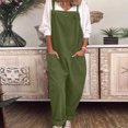 thumbnail image 4 of Women's Summer Cotton Linen Bib Overalls 2024,Linen One Piece Jumpsuits for Women Plus Size Casual Loose Dungarees Romper Baggy Wide Leg Playsuit with Pockets, 4 of 8