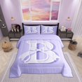 thumbnail image 2 of Feelyou Initial Letter B Comforter Sets Twin Size, Purple Comforters & Duvets, Kawaii Bow-tie Reversible Duvet Insert, Lightweight Room Decorative, 2 Pieces, 2 of 8
