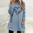 thumbnail image 3 of Maplenight Fleece Pullover Sweatshirt for Women Fuzzy Heart Graphic Longline Cozy Winter Warm Tunic Tops with Pockets, 3 of 3