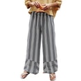 thumbnail image 4 of High Waist Women Striped Print Patchwork Loose Casual Pants Wide Leg Trousers, 4 of 5