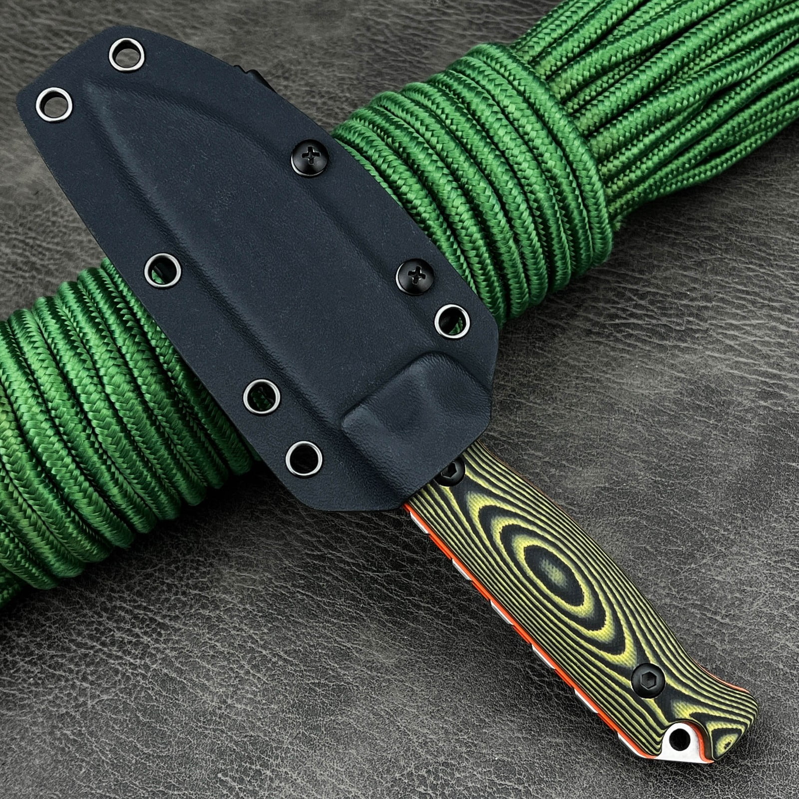 8.66'' Full Tang Straight Blade Knife, 8Cr13MoV Stainless Steel Blade, G10 Handle with Kydex Sheath, Suitable for Camping, Hiking, and Outdoor Work