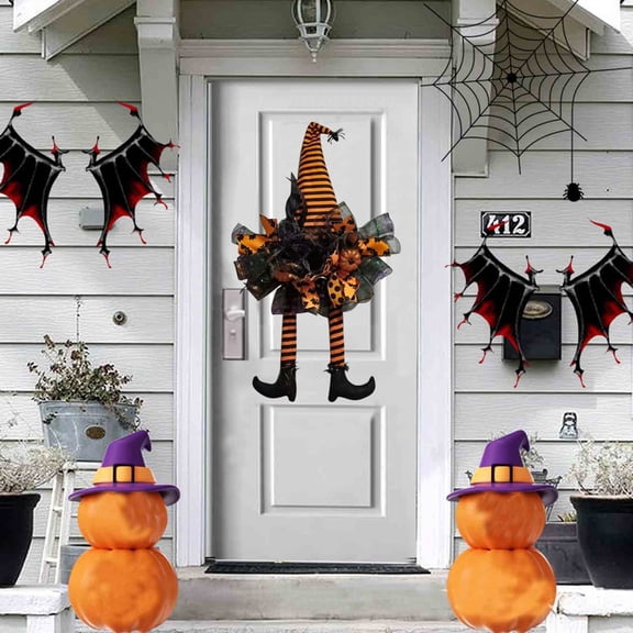 Multi Legged Witch Wreath Door Pendant, Halloween Front Door Garland Decor, Festival Party Decoration Prop for Entryway, Porch, Wall & Holiday Display