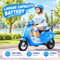 thumbnail image 4 of SaveJoy 24V Motorcycle for Kids Ages 8+ Retro Ride on Toys , LED Light-Up Electric Ride On Car,Durable Outdoor Gift for Boys & Girls,Blue, 4 of 7