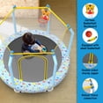 thumbnail image 3 of Aukfa 55" Trampoline for Kids, Indoor & Outdoor Toddler Rebounder with Safety Enclosure Net and Basketball Hoop for Boys & Girls, Blue Forest, 3 of 8