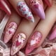 thumbnail image 1 of 24 uñas postizas con diseño de corazones rojos para San Valentín, para usar, para usar, parches para uñas., 1 of 6