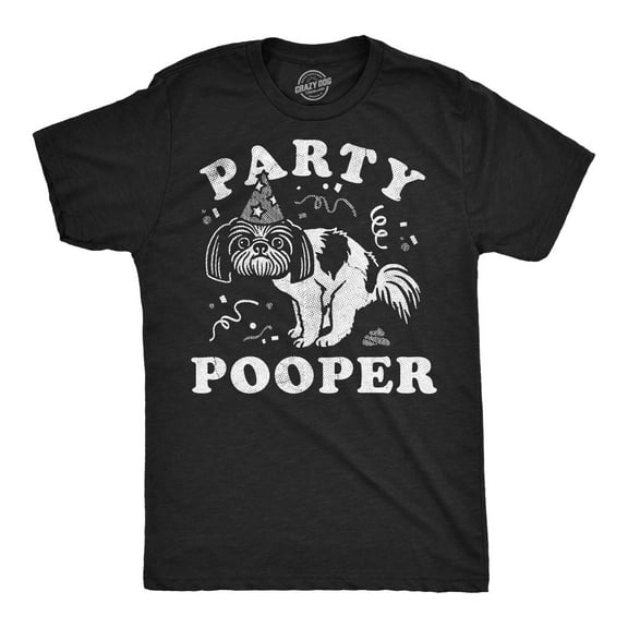 Mens Funny T Shirts Party Pooper Dog Sarcastic Graphic Novelty Tee for Men Graphic Tees