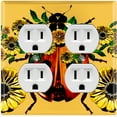 thumbnail image 1 of Metal Light Switch Plate Cover Unique Floral Lady Bug Mustard Yellow BUT014, 1 of 13