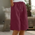 thumbnail image 2 of Mitankcoo Women's Pure Color Linen Cotton Summer Shorts Casual Relaxed Fit for Daily Wear Size S-3XL, 2 of 9