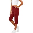 thumbnail image 3 of TAGOLD Womens Summer Capris Solid Color Button Front Water Sports Casual Cropped Pants, 3 of 5