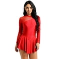 thumbnail image 2 of Aiihoo Women's Lyrical Ice Figure Ice Skating Dress Turtleneck Long Sleeve Ballet Dance Leotard Dress Red Large, 2 of 7