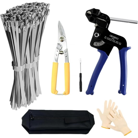 Metal Stainless Steel Cable Ties: Heavy Steel Cable Tie, Metal Tie Wrap with 100pcs 4.6×300 Self-Locking Stainless Steel Zip Ties and Metal Cable Tie Remover for outdoor fence repair etc.