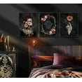 thumbnail image 2 of FCCUYE 3pcs Skull Flower Wall Art Romantic Dark Gothic Skull Pictures Dark Halloween Wall Decor Canvas Paintings Prints Posters Suitable for Bathroom Bedroom Living Room Decoration Und, 2 of 7