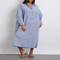 thumbnail image 4 of Robe Chemise pour Femmes à Manches Longues et Col Rabattu à Rayures, 4 of 9