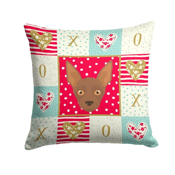 Carolines Treasures CK5179PW1414 Abyssinian Sand Terrier Love Fabric Decorative Pillow  14Hx14W multicolor