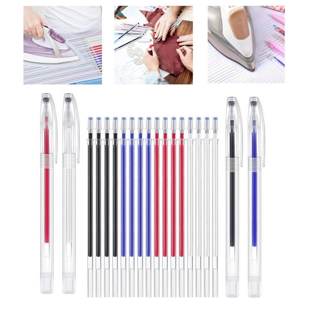 AIEX 4 Colors Heat Erasable Pens Fabric Marking Pens with Pink Caps with 20  Refills for Quilting Sewing, Dressmaking, Fabrics, Tailors Sewing